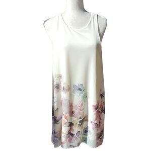 Jella Couture - Cream Floral Sleeveless Shift‎ Dress